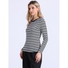 INSPIRE CHIC Women's Striped Long Sleeve Crew Neck Slim Fit Color Block T-Shirts - 4 of 4