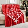 Lomsoe Christmas Flannel Throw Blanket for Couch, Soft Fuzzy Cozy Blankets for Winter, Green Reindeer Patternt Decoration Blanket. - 2 of 4