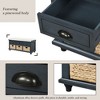 PAGED Chic Acacia Storage Bench with 3 Drawers & Wicker Baskets, Entryway Ottoman with Storage & Removable Cushion, Shoe Bench for Living Room - 3 of 4