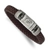 Black Bow Jewelry Stainless Steel & Brown Braided Leather Eagle Head Bracelet, 8.75 Inch - image 3 of 4