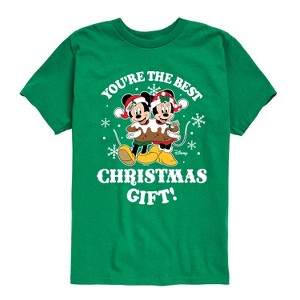 Boys' - Disney - Mickey and Minnie You're The Best Christms Gift Short Sleeve Graphic T-Shirt - 1 of 3