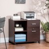 Vinsetto Lateral File Cabinet with Wheels, Mobile Printer Stand with Open Shelves and Drawers for A4 Size Documents, Walunt - 3 of 4