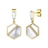 Guili 14K Gold Plated with Mother of Pearl and Cubic Zirconia Hexagon Dangle Earrings Featuring a Sophisticated and Unique Jewelry Design - 3 of 3