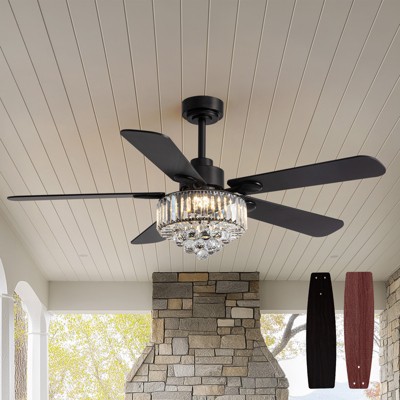 Silijoy 52-Inch Crystal Chandelier Ceiling Fan with Lights Remote and Elegant Crystal Chandelier Design (5 Blades and Remote Included)