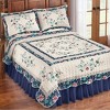 Collections Etc Felicity Multicolored Floral Diamond Ivory Quilt with Scalloped Edges and Navy Border - Microfiber Bedding - 2 of 3