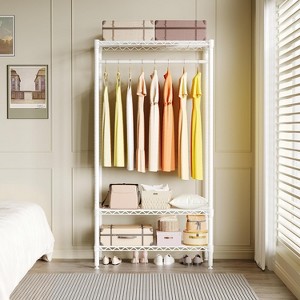 Freestanding Clothes Rack,Garment Rack with Rod for Hanging Clothes,Adjustable 3-Tier Closet Rack Storage Organizer Wardrobe for Bedroom Dorm Laundry - 1 of 4