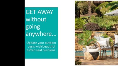 Navy and White Geometric Tufted Outdoor Wicker Chair Cushions, Set of 2