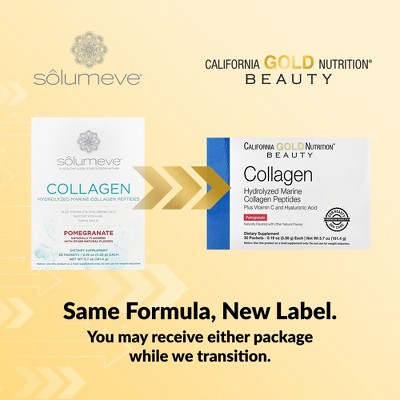 Solumeve Collagen Peptides Plus Vitamin C & Hyaluronic Acid, Pomegranate, 30 Packets, 0.19 oz (5.38 g) Each