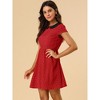 INSPIRE CHIC Women's Peter Pan Collar Short Sleeves Contrast A-Line Polka Dots Dress - 4 of 4