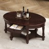 TiramisuBest 30.8" Square Coffee Table, Farmhouse Dark Brown 2-Tier Center Table with Storage Compartment - 3 of 4