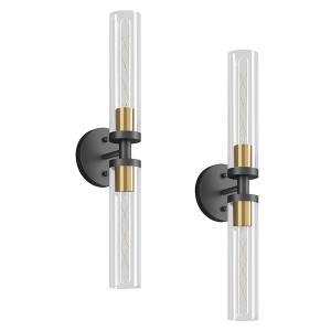 DAKAFUL Industrial Double Wall Sconce,E26 Vertical/Horizontal Wall Light with Glass Shades for Bathroom Mirror/Hallway/Bedroom - 1 of 4