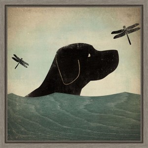 Amanti Art Black Dog Swim by Ryan Fowler Framed Canvas Wall Art - 1 of 4