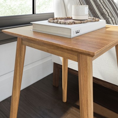 Pecan Pine Mid-Century Modern Square Side Table