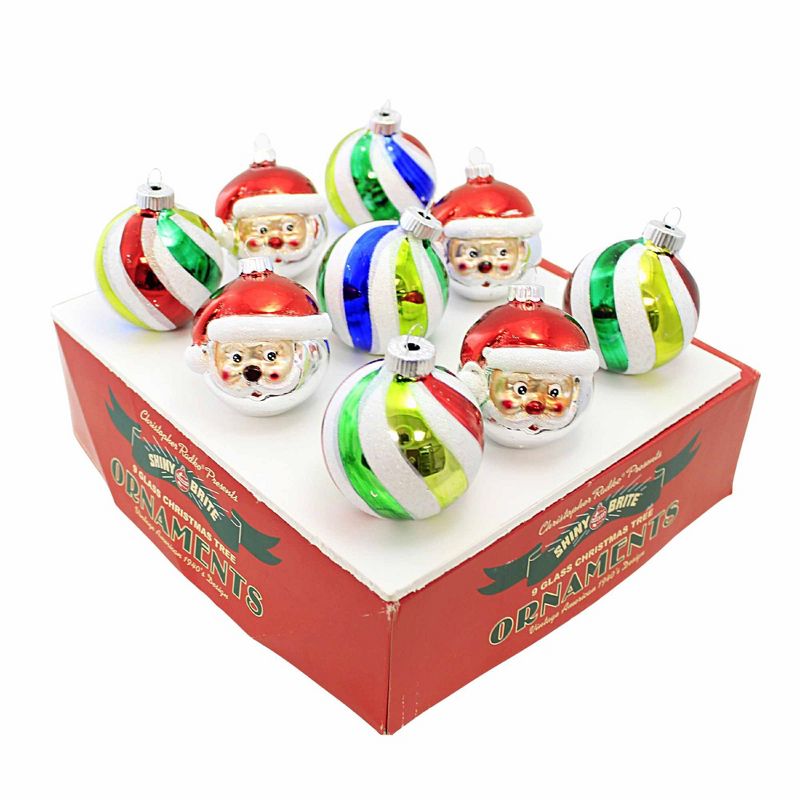 Christopher Radko Company 2.75 In Decorated Shapes And Rounds Shiny Brite Tree Ornament Sets, 1 of 4