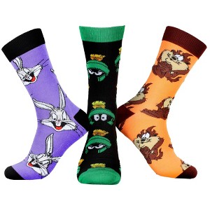 WB Looney Tunes Character Men's 3 Pair Casual Crew Socks Mid Calf - 1 of 4