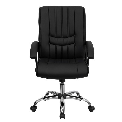 ErgoComfort Black LeatherSoft Mid-Back Swivel Executive Chair