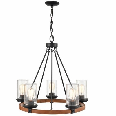 Millennium Lighting Taos 5 - Light Chandelier in  Matte Black/Wood Grain