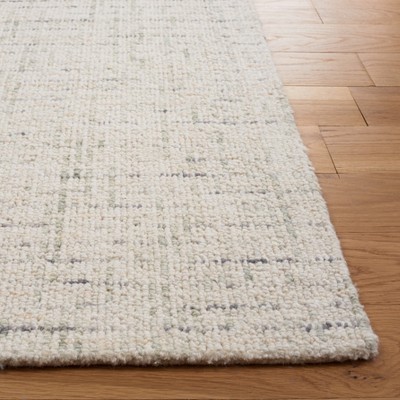 Ivory and Light Grey Hand-Tufted Wool Abstract Rug - 5' x 8'