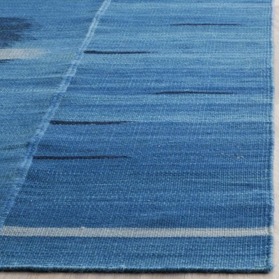 Kinloch 4' x 6' Blue Wool Handmade Flat Weave Rug