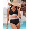 Women Embroidered Cuff Bikini Sets Highwaist Bathing Suits Wide Strap Twist Front V Neck Swimsuits 2 Piece Cutout Swimsuits - 2 of 4