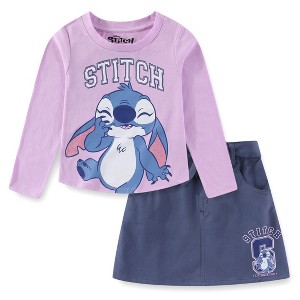 Disney Lilo & Stitch Girls Long Sleeve Shirt And Twill Skirt Set For Big Kids - Size 10 - 1 of 4