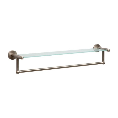 Organize It All Chrome 1-Tier Glass Wall Mount Bathroom Shelf (22.25-in x  4.5-in x 4.75-in) in the Bathroom Shelves department at