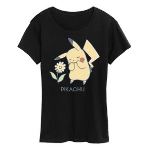 Women's - Pokémon - Pikachu Flowers Short Sleeve Graphic T-Shirt - 1 of 4