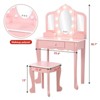 Girls Vanity Set with LED Mirror & Drawer - Wooden Princess Makeup Desk & Chair, Pretend Play Dressing Table for Toddlers (Batteries Not Included) - 4 of 4