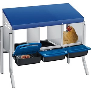 3/ 4 Hole Metal Chicken Nesting Box with Removable Roll-Out Tray Easy Egg Collection & Clean Galvanized Steel Laying Box, for Backyard Coop Orange - 1 of 4