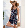 Floral Slip Dress for Women Summer Casual Crisscross Backless Mini Dress A Line Spaghetti Straps Beach Cami Sundress - 3 of 4