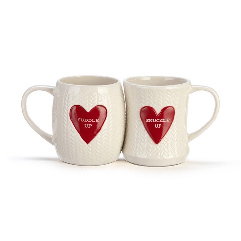 DEMDACO Grandpa and Grandma Hug Mugs - Set of 2 12 ounce - White