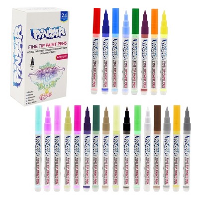Pintar Art Supply Premium Acrylic Paint 24-Pack Fine Tip Pens
