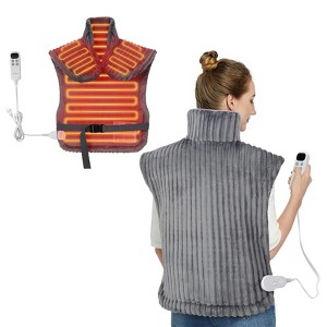 Large Heating Pad for Back, Neck & Shoulders, 33"x24" Electric Heat Pad, 6 Heat Settings, Fast Heating, Auto Shut Off, Full Body, Grey - 1 of 4