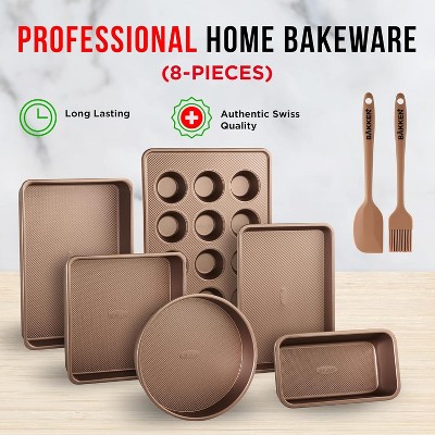 Gold Carbon Steel 8-Piece Non-Stick Bakeware Set