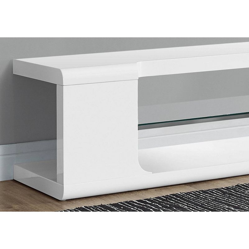 High Glossy with Tempered Glass TV Stand for TVs up to 59&#34; White - EveryRoom, 4 of 7