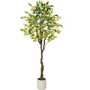 Artificial Lemon Tree, Faux Lemon Tree in Pot with Realistic Fruit and Lifelike Leaves, Fake Lemon Plant with Lights for Home Office Decor - 1 of 4