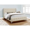 Monarch Specialties Bed, Queen Size, Bedroom, Upholstered, Beige Linen Look, Chrome Metal Legs - 2 of 4