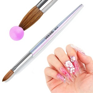 Saviland Kolinsky #8 Sculpt Brush: Light Refractive Handle for Acrylic Extensions - Artist's Grade Nail Essential. (Light Purple) - 1 of 4