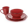 16pc Stoneware Rustic Birch Dinnerware Set Red - Elama - 3 of 4