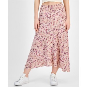 Hippie Rose Womens Floral Asymmetric Maxi Skirt, Purple, X-Large - 1 of 2