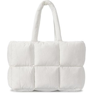 Puffer Tote Bag for Women, Large Quilted Puffy Handbag Lightweight Satchel Purse - 1 of 4