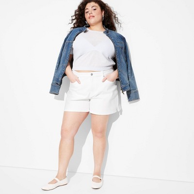 Women's Mid-Rise Midi Denim Shorts - Wild Fable™