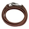 Black Bow Jewelry Men's Dark Brown Leather Wrap and Stainless Steel Bracelet, 25 Inch - 2 of 4