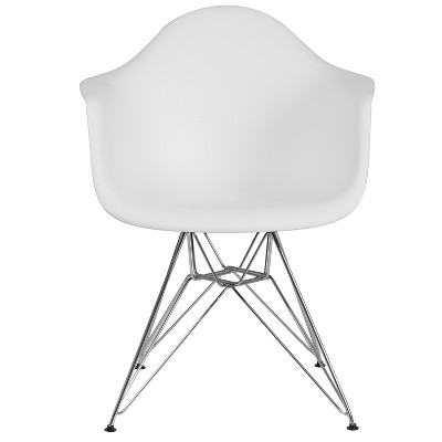 Alonza White Polypropylene Chair with Chrome Geometric Base