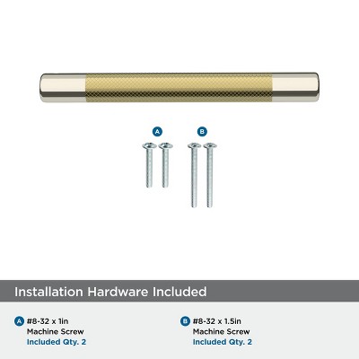 Polished Nickel and Gold Modern Cabinet Pull with Mounting Hardware