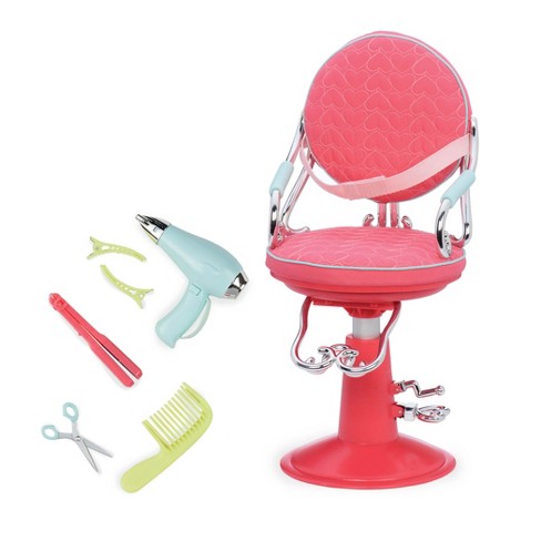 Our Generation Sitting Pretty Doll Salon Chair Pink Quilted