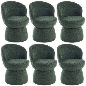 YOUNIKE Swivel Makeup Vanity Chair Boucle Fabric Barrel Accent Chair Upholstered Dining Chair 22" Wide Sofa Chair for Dressing Nook - 1 of 4