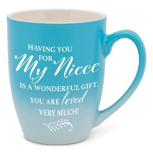 Elanze Designs My Niece You Are Loved Two Toned Ombre Matte Sky Blue and White 12 ounce Ceramic Stoneware Coffee Cup Mug - 1 of 4