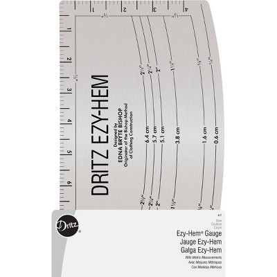 Dritz Ezy Hem Gauge: Sewing Tools for Hemming, 10.3" Length, 6" Width, Ruler for Fabric Crafting