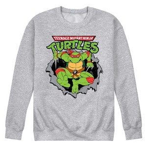 Men's - Teenage Mutant Ninja Turtles - Raphael Breaking Through Shirt Graphic Fleece Sweatshirt - 1 of 4
